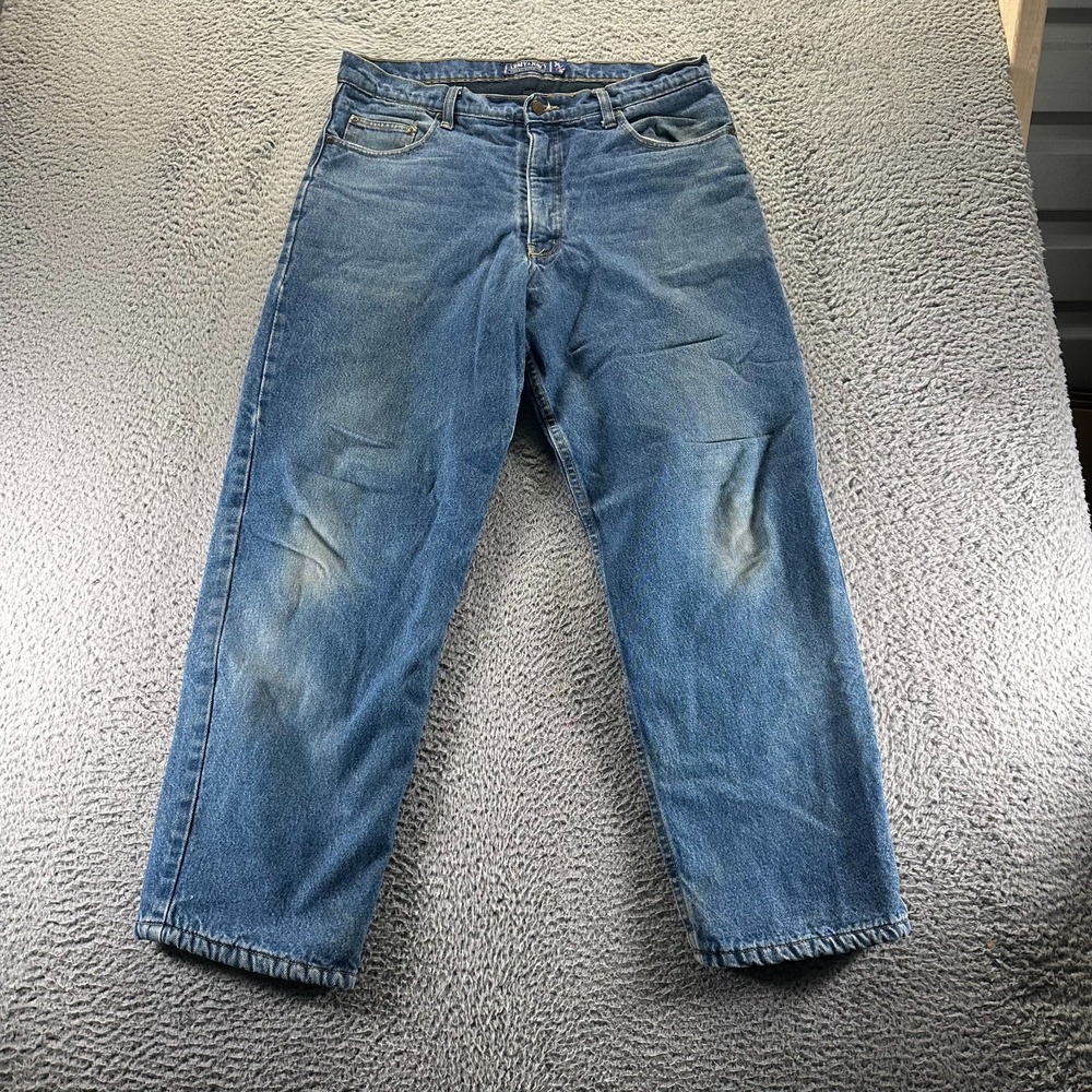 Army Navy Sweatpants Mens 36x30 Blue Cotton Denim Fleece Lined Straight Faded